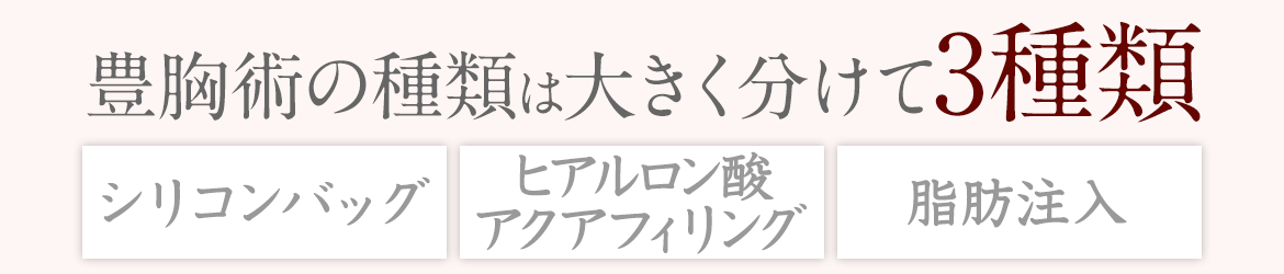 豊胸術の種類は大きく分けて3種類