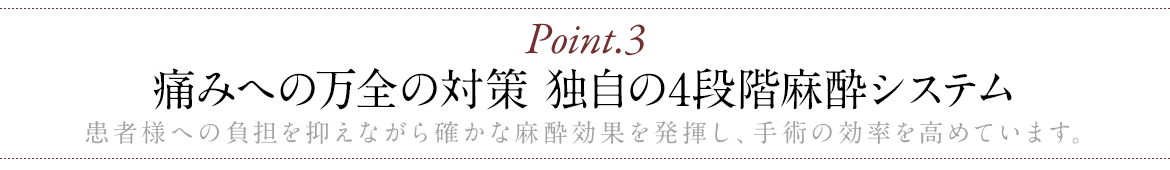 痛みへの万全の対策